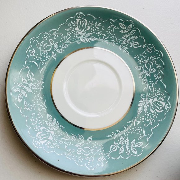 Royal Jackson Bone China Footed Sage Silver Tea Cup & Saucer Set Rare - Picture 7 of 8